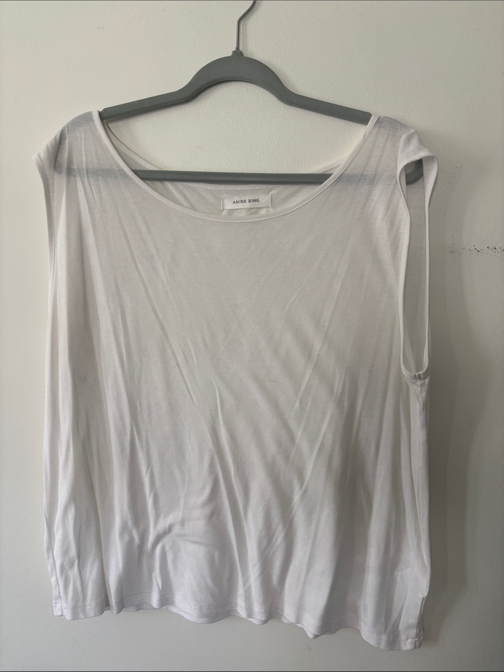 Anine Bing White Relaxed Scoop Tank Top